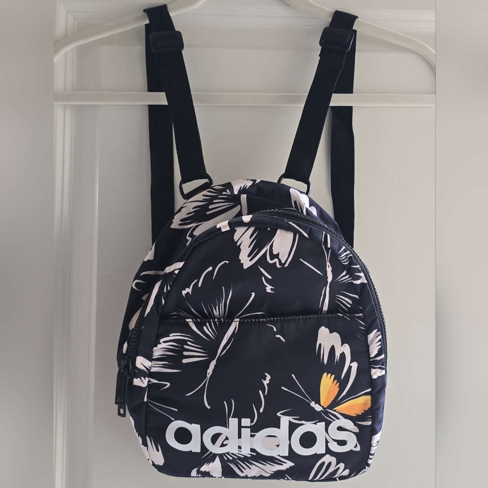 Adidas Core Mini Backpack Featuring Black and White Butterfly Print Women's
